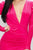 Plunged V-neck Ruched Sleeve Mini Dress