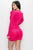 Plunged V-neck Ruched Sleeve Mini Dress
