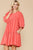 3/4 Sleeve Pocket Ruffle Pintuck Swing Dress