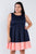 Plus Size Navy Pleated Colorblock Mini Dress