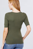 Elbow Sleeve V Neck Top