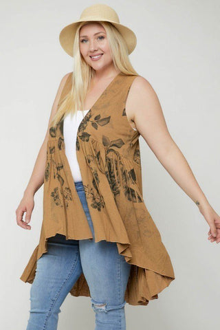 Floral Sublimation Print  Sleeveless Cardigan