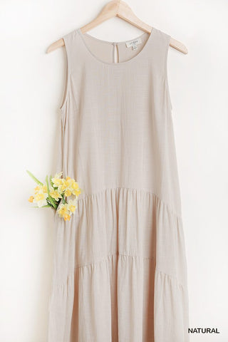 Sleeveless Tier Maxi Dress With Back Keyhole