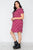 Plus Size Burgundy Stripe Short Sleeve Hooded Shirt Mini Dress