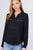 3/4 Roll Up Sleeve Pocket W/zipper Detail Woven Blouse