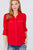 3/4 Roll Up Sleeve Pocket W/zipper Detail Woven Blouse