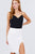 Front Slit Bengaline Midi Skirt