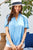 Ruffle Mock Notched Neck Short Sleeve Solid Top