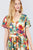 Short Sleeve V-neck Button Down Belted Print Woven Maxi Dress