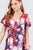 Short Sleeve V-neck Button Down Belted Print Woven Maxi Dress