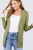 Long Sleeve Rib Banded Open Sweater Cardigan W/pockets