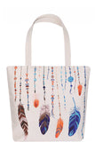 Stylish Multi Color Feather And Bead Print Ecco Tote Bag