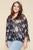 Plus Size Floral Chiffon Sheer Surplice Top