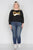Plus Size "punk" Graphic Print Long Sleeves Sheer Back Hi-lo Top