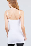 Basic Adjustable Spaghetti Strap Tunic Cami W/ Shelf Bra