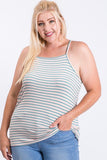 Sleeveless Multi Color Rib Fabric Tank Top