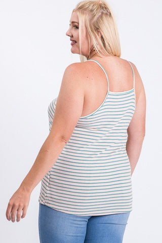 Sleeveless Multi Color Rib Fabric Tank Top