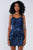 Cobalt Blue Black Pattern Printed Disco Mini Dress