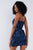 Cobalt Blue Black Pattern Printed Disco Mini Dress