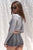 Boho Black And Grey Multiple Geometric Inscription Motif Vertical Stripe Pattern Mini Shorts With Elasticized Back Waistband