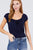 Short Puff Sleeve Front Tie Detail Smocked Waist Knit Gauze Top