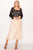 Lace Trim Accordion Pleated Midi Skirt