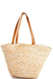 Chic Modern Natural Straw Woven Palm Tree Shopper Bag