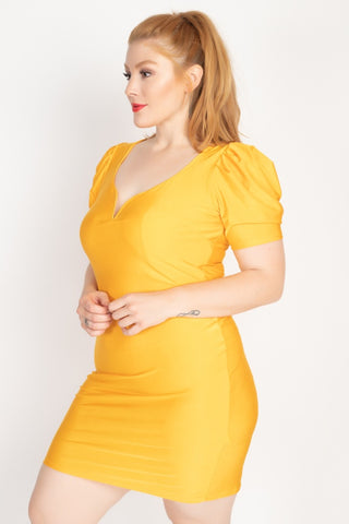 Satin Puff Sleeves Mini Dress