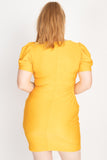 Satin Puff Sleeves Mini Dress