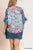 Floral Animal Mixed Print Ruffle Sleeve V-neck Crossbody Top With Scoop Hem
