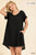 Short Ruffle Sleeve Round Neck Dress With Dalmatian Print Back And Ruffle Frayed Scoop Hem