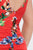 Plus Size Tomato Red Floral Print Scoop Back Cinched Center Mini Dress