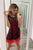 Black Red Lace Contrast Tulle Hem Mini Dress