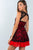 Black Red Lace Contrast Tulle Hem Mini Dress