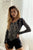 Grey Textured Print Dropped Shoulder Boho Sweatshirt