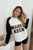 Contrast Sleeve Curved Hem Sweater
