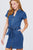 Short Sleeve Collar With Front Zipper Waist Ribbon Denim Mini Dress