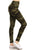 Long Yoga Style Banded Lined Olive Camo Print, Full Length Leggings In A Slim Fitting Style With A Banded High Waist.