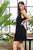 Round Neck Waist Smocking Back Button Pleats Bottom Skirt Solid Dress