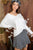 V Neck 3/4 Sleeve Side Slit Hi-lo Sweater