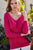 V Neck 3/4 Sleeve Side Slit Hi-lo Sweater