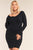Plus Size V-neck Long Sleeve Ribbed Sweater Bodycon Mini Dress