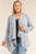 Plus Size Heather Grey Knit Open Front Long Sleeve Asymmetrical Pleated Collar Hem Cardigan