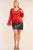Plus Size Relaxed Fit Deep Plunge V-neck Long Polka Dot Mesh Balloon Sleeve Top