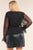 Plus Size Relaxed Fit Deep Plunge V-neck Long Polka Dot Mesh Balloon Sleeve Top