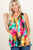 Tie Dye Sleeveless V Neck Swing Tunic Top