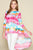Tie-dye Venechia High Low Fashion Top With 3/4 Sleeves