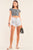 Black And Grey Striped Square Neck Mini Sleeve Cropped Top