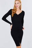 V-neck Twist Detail Sweater Dress