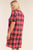 Plus Size Checkered Round Neck Short Sleeve Sweater Mini Dress